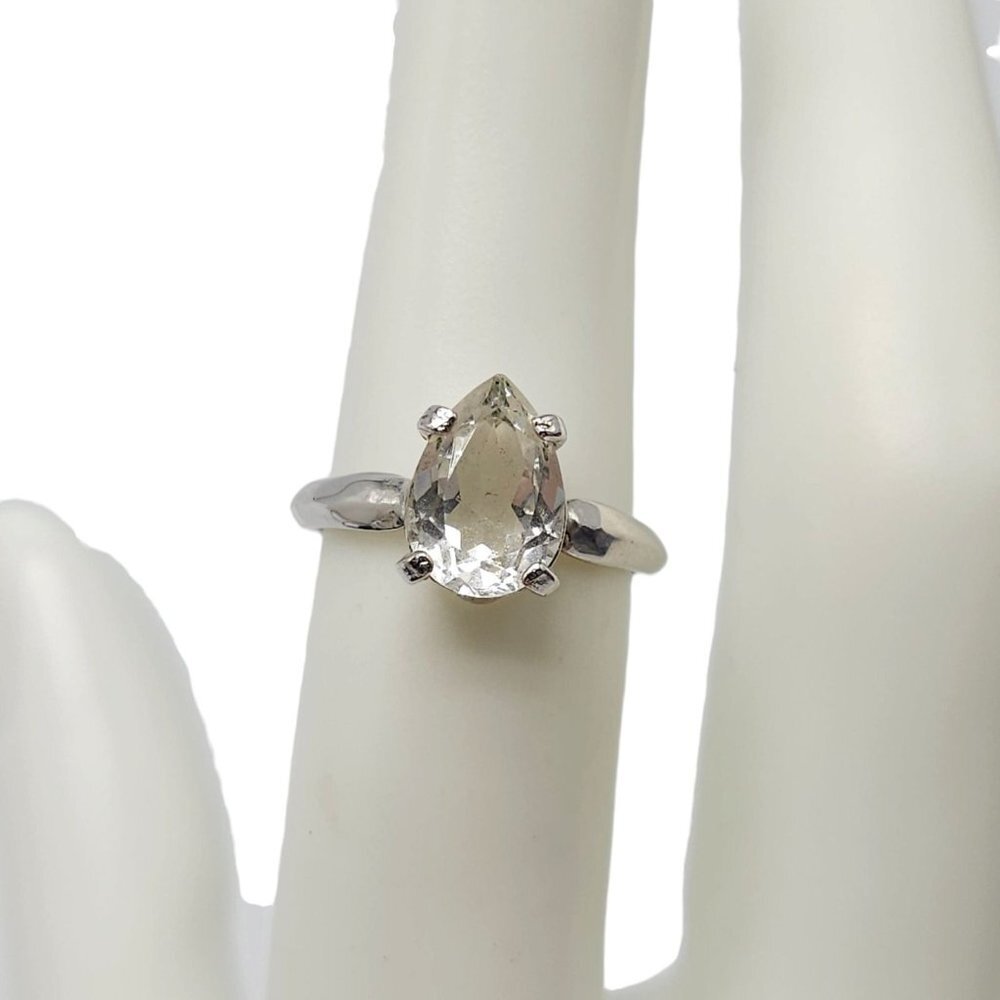 Espo 14kt White Gold Plated Clear Marquise Cubic Zirconia Rings Size 5.5 Vintage